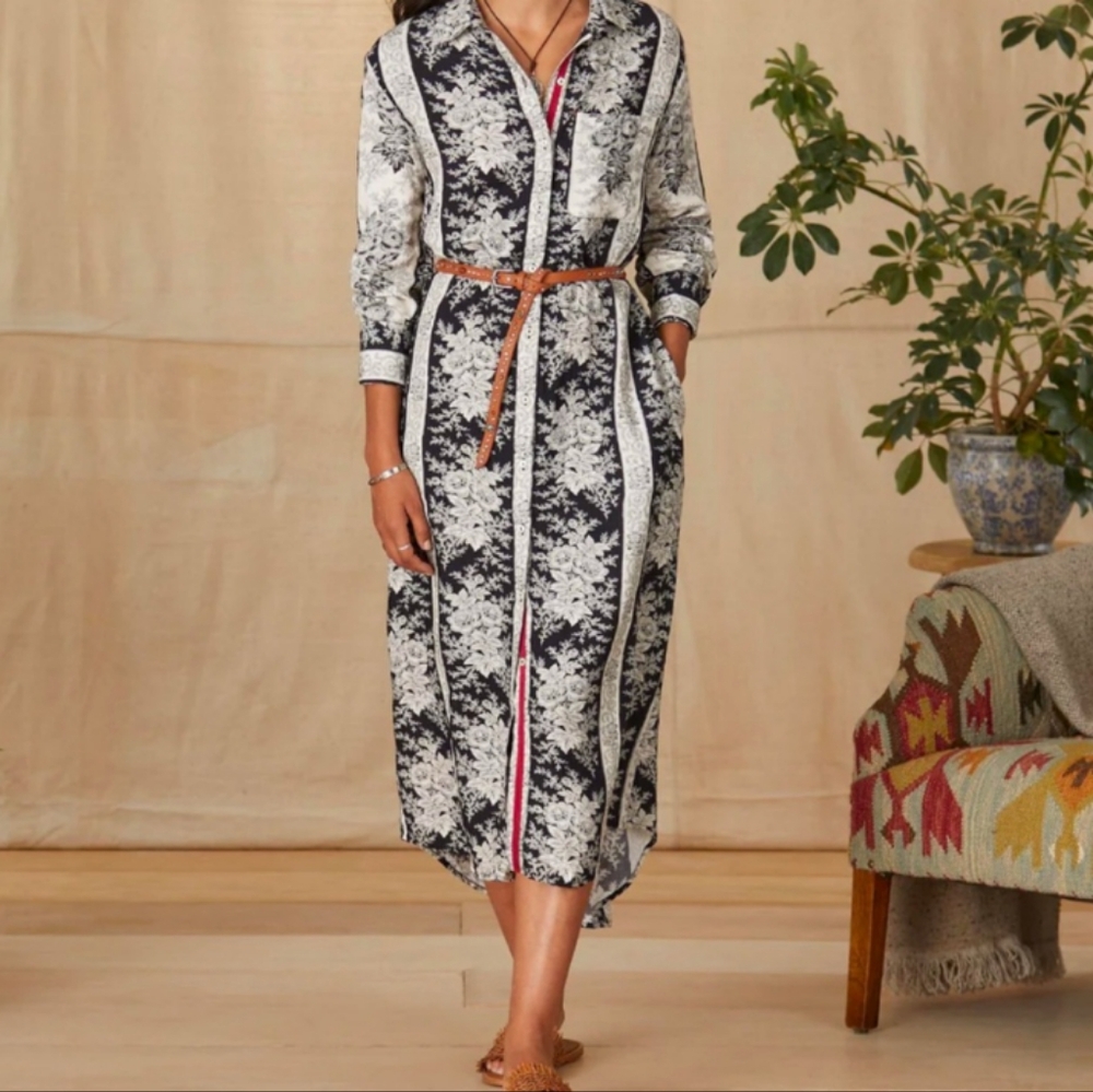 Sundance Pont Royal Duster Maxi Dress Size Medium Linen Blend
